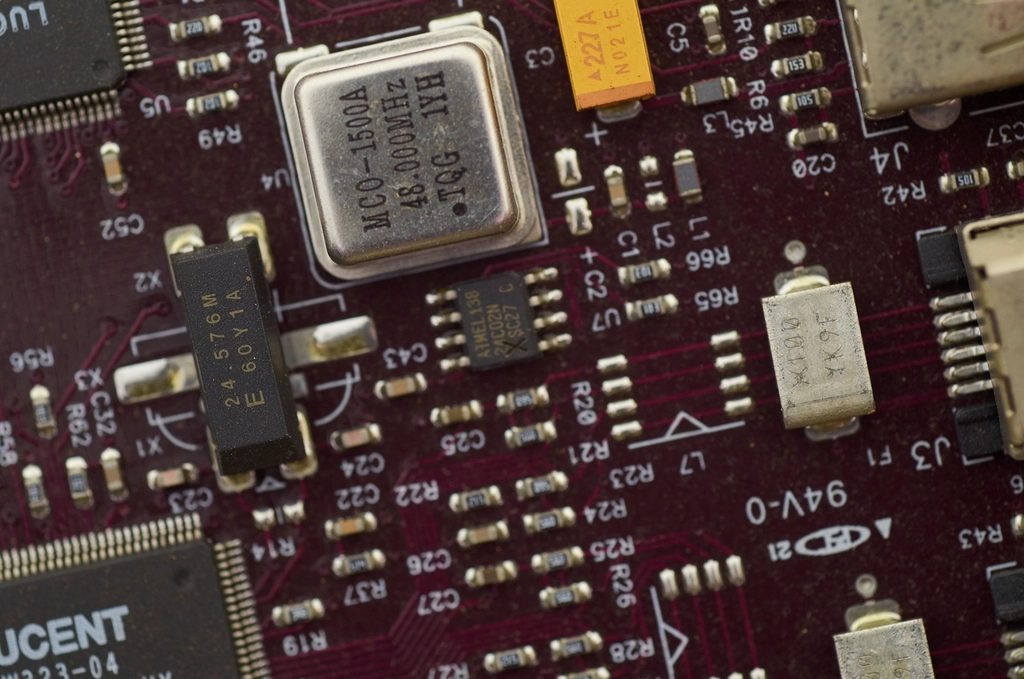Macro de una placa de circuito impreso
